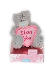 Мишка Tatty Teddy 7,5см – с розовым сердцем I Love You (на подставке)