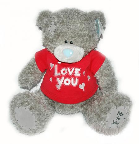 Мишка Tatty Teddy 45см - в красной футболке Love You